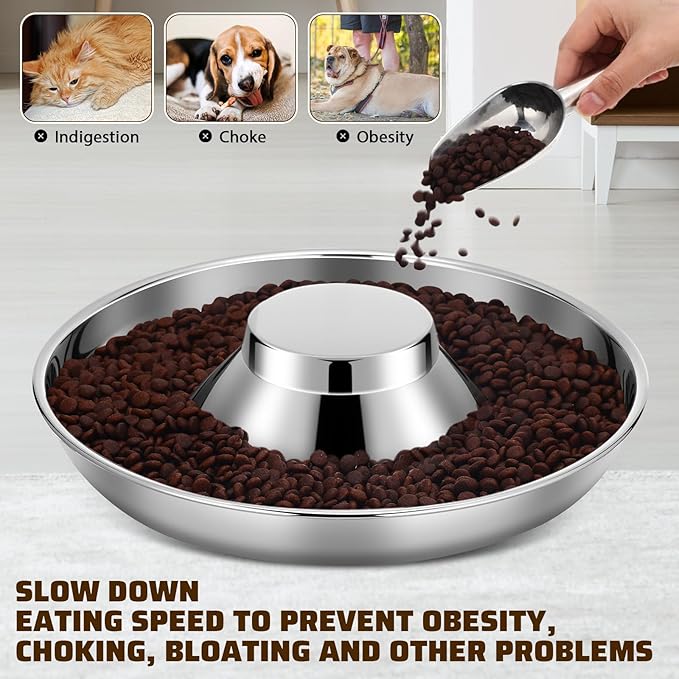 Zopeal 6 Pcs Stainless Steel Puppy Bowls 13.4'' Puppy Feeder Dog Water Food Feeding Bowl for Multiple Weaning Small Dogs Cats, Pet Eating at The Same Time, Cylinder Style