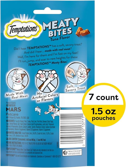Temptations Meaty Bites Soft and Savory Cat Treats Tuna Flavor, 1.5 oz. Pouch (Pack of 7)