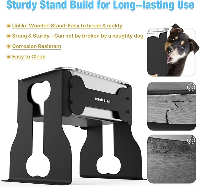 0.85 Gallon Elevated Dog Bowl, 10" Raised Dog Bowl with Stand for Medium Breed, Full Metal for Joint Pressure Relief, Easy Clean for Indoor Outdoor