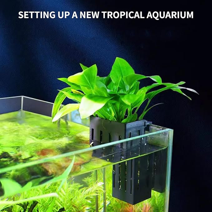 2 PCS Aquarium Plant Holder Top Hanging Fish Tank Plant Pot Aquarium Planter Cups for Water Feature Decoration