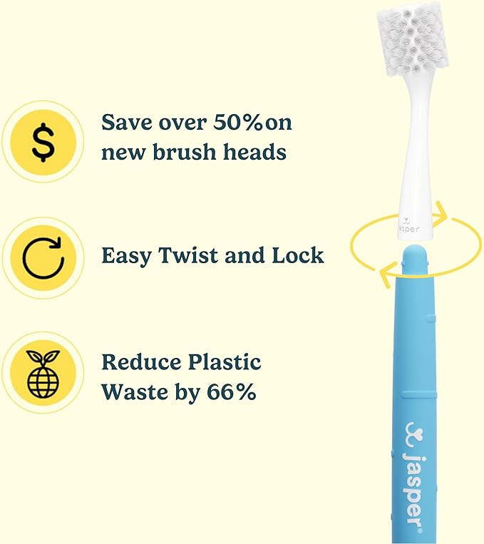 Jasper 4 Pack Replacement Brush Heads for Macrobrush 360° - Dog Toothbrush Kit for Dog Teeth Cleaning for Medium to Large Dogs, Pet Toothbrush to Keep Dog Teeth Clean & Dog Breath Fresh