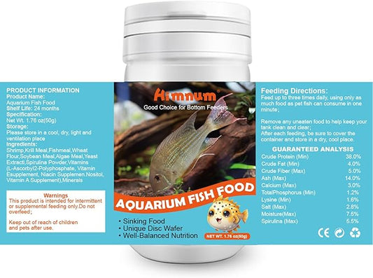 Aquarium Fish Sinking Food, Nutritionally Balanced Shrimp Fish Food, Daily Diet for All Bottom Feeders, Fresh Seafood Formula, 1.76 Ounces