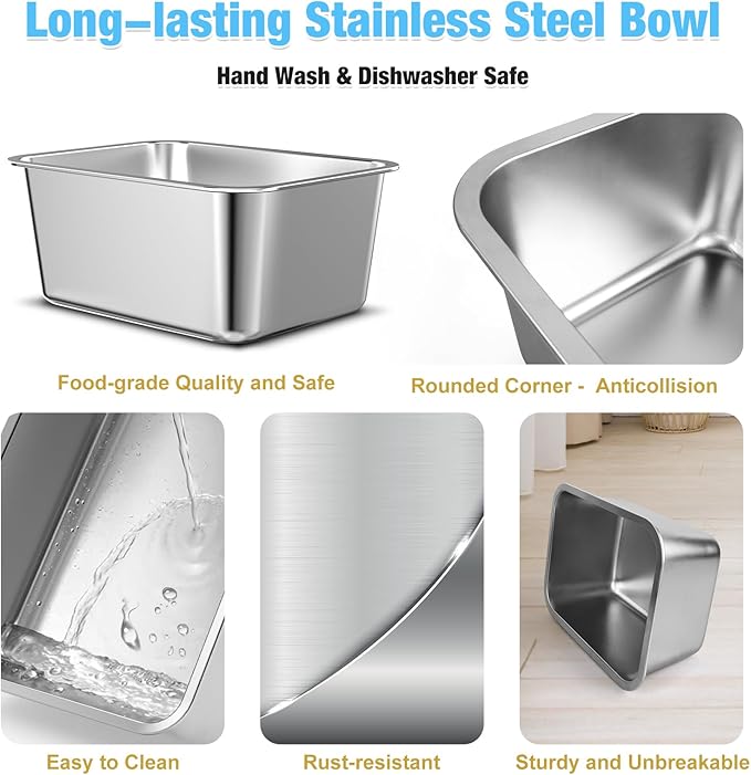0.85 Gallon Elevated Dog Bowl, 10" Raised Dog Bowl with Stand for Medium Breed, Full Metal for Joint Pressure Relief, Easy Clean for Indoor Outdoor