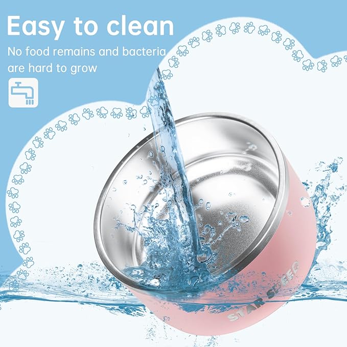 100oz Large Stainless Steel Dog Bowl. Extra Large Dog Water Bowls for Large Dogs with Rubber Bottom, Drop Resistant and Durable, Keeps Cold, Fits Different Size Big Dog Food Bowls.(100oz, Pink