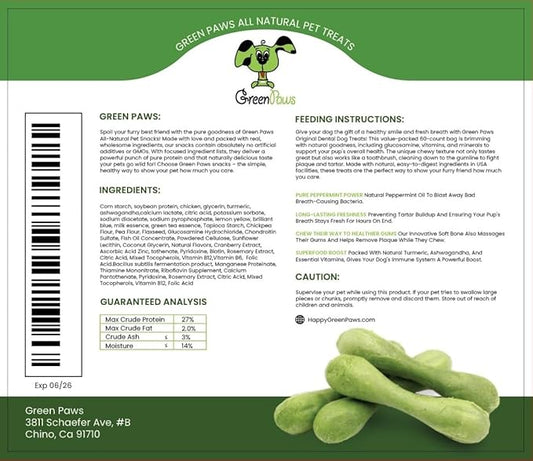 Chicken Flavored Dental Dog Treats with Multivitamins & Glucosamine for Oral Health & Mobility Support 60 Count - Natural Energy Boosters (2 lbs)