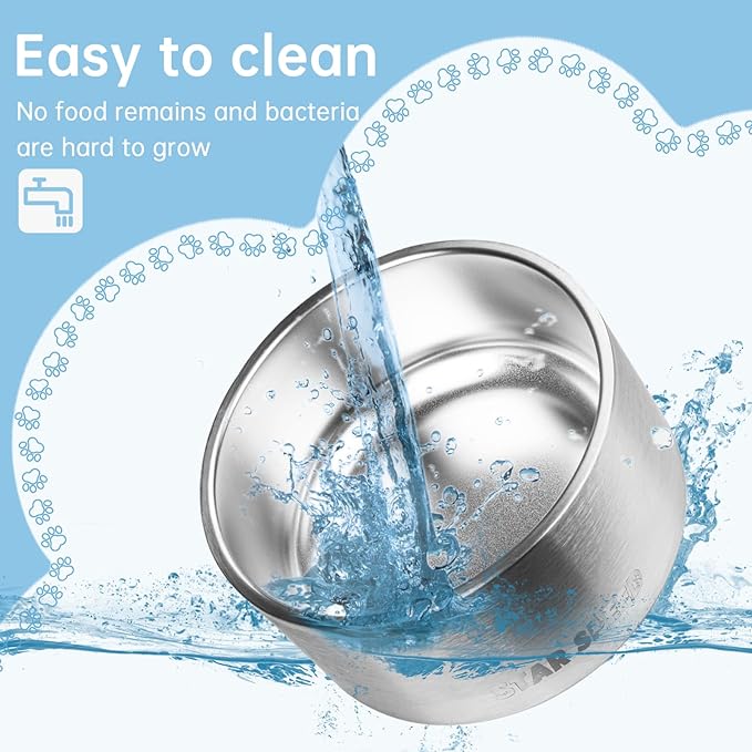 100oz Large Stainless Steel Dog Bowl. Extra Large Dog Water Bowls for Large Dogs with Rubber Bottom, Drop Resistant and Durable, Keeps Cold, Fits Different Size Big Dog Food Bowls.(100 OZ, Stainless)