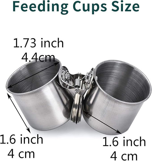 TBWHL Parrot Feeding Cups Hanging Pet Animal Stainless Steel Birdcage Bowls Bird Bowls for Cage Parakeet Birds Cage Accessories Suitable Small and Medium Bird S