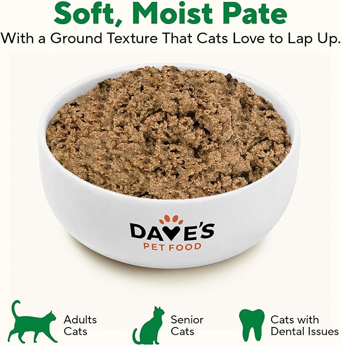 Dave's Pet Food Grain Free Wet Cat Food Pate (Chicken Formula), Made in USA Naturally Healthy Canned, Added Vitamins & Minerals, 5.5 oz Cans (24 Pack)