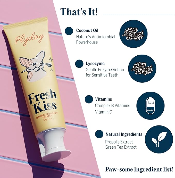 Fresh Kiss Enzymatic Dog Toothpaste All Flavors Set - Vet Approved Organic Formula, Tartar Remover for Dogs, with Toothbrushing Calendar & Guide, Chicken & Coconut & Mint & Peanut Butter