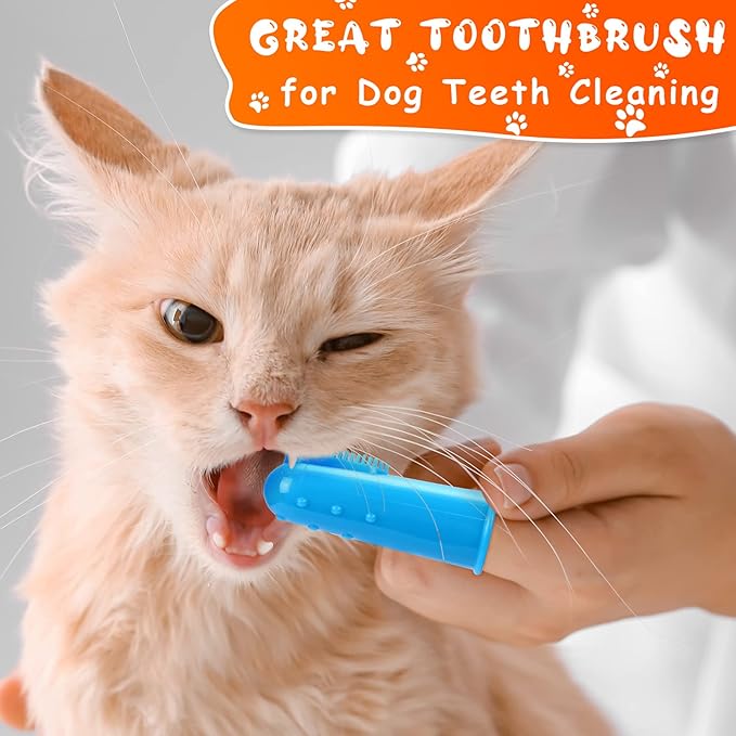 Nuogo 80 Count Dog Toothbrush Soft Finger Brushes Pet Finger Toothbrush Easy Teeth Cleaning Dog Tooth Brush Oral Care Pet Dental Brush Cleaning for Small Cats and Puppy