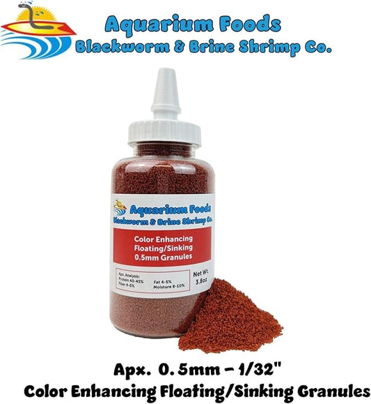 Aquatic Foods Inc. Community Fish Granules 0.5mm High Protein Floating/Sinking Color Enhancing Granules for Freshwater Fish, Marines, Baby Pond Fry…3.8oz Squeeze Bottle