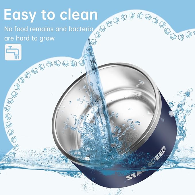 100oz Stainless Steel Bowl With Non-Slip Rubber Bottom - Double Wall for Small, Medium, Large Dogs - Food and Water Bowls, Dishwasher Safe