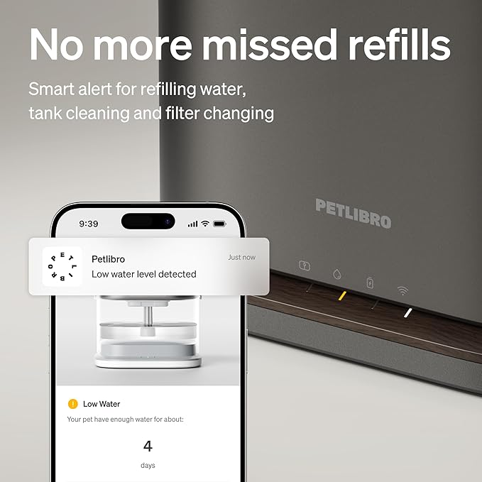 PETLIBRO Upgrade Cat Water Fountain, Cordless Cat Fountain Battery Operated, App Monitoring 3L/101oz Dockstream 2 Pet Water Fountain with Stainless Steel Tray, 5GHz WiFi Dog Water Bowl Dispenser