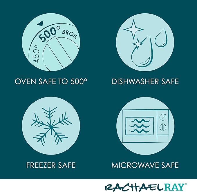 Rachael Ray Ceramics Au Gratin Set, Oval, Two 12-ounce, Agave Blue