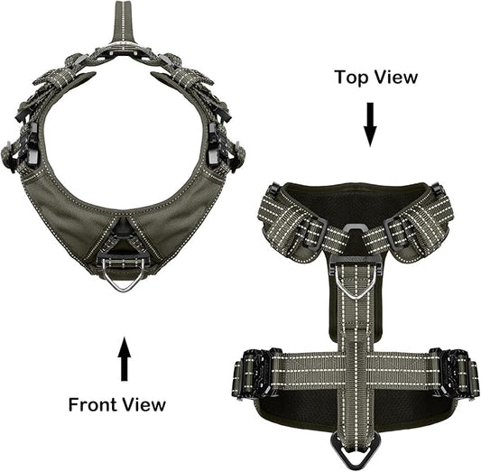 ICEFANG Dog Strap Harness with 4 x Metal Buckles,for Medium Sized Dog,K9 Vest,Y-Shape Chest,Adjustable Pet Harness,No-Pull Front Leash Clip (Medium (Pack of 1), Green)