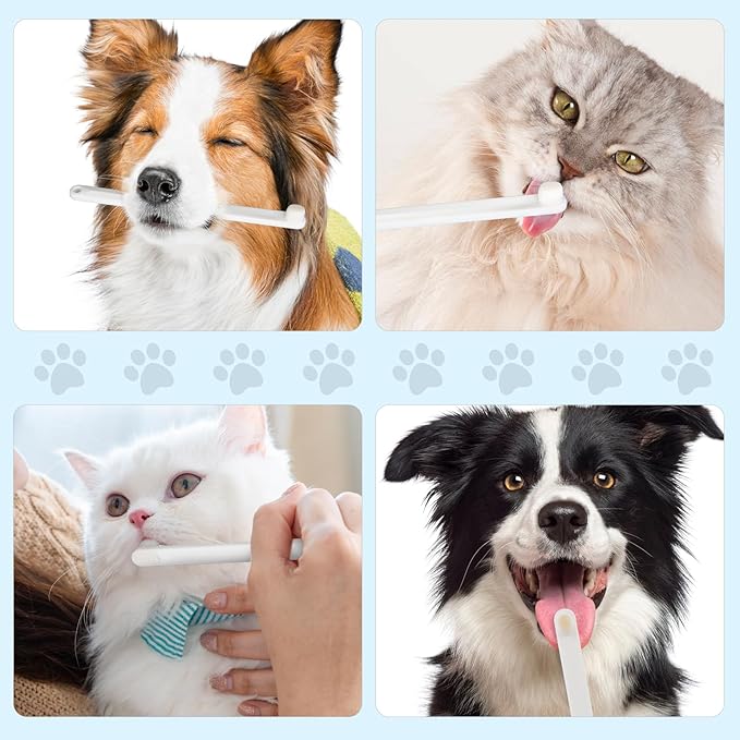 Newday Small Dog & Cat Toothbrush 5 Set, Micro Nano Bristles to Clean pet Teeth Toothbrushes, Puppy Dogs Pet Tooth Cleaning Kit with Storage Box(White