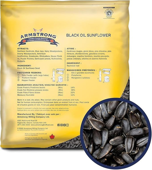 Armstrong Wild Bird Food Black Oil Sunflower Bird Seed, 3 Pounds - for Northern Cardinals, Blue Jays and Hairy Woodpeckers - Ideal for Outside Feeders