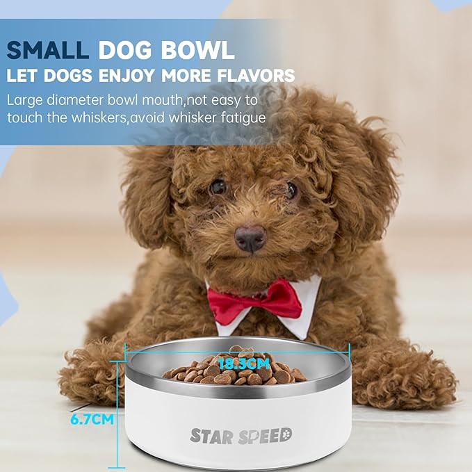 StarSpeed 42oz Stainless Steel Dog Bowls with Rubber Bottom Non-Slip Double Wall Metal Outdoor Dog Food and Water Bowls Weighted Insulated Pet Feeding Bowl for Small,Medium Sized Dogs or Cats