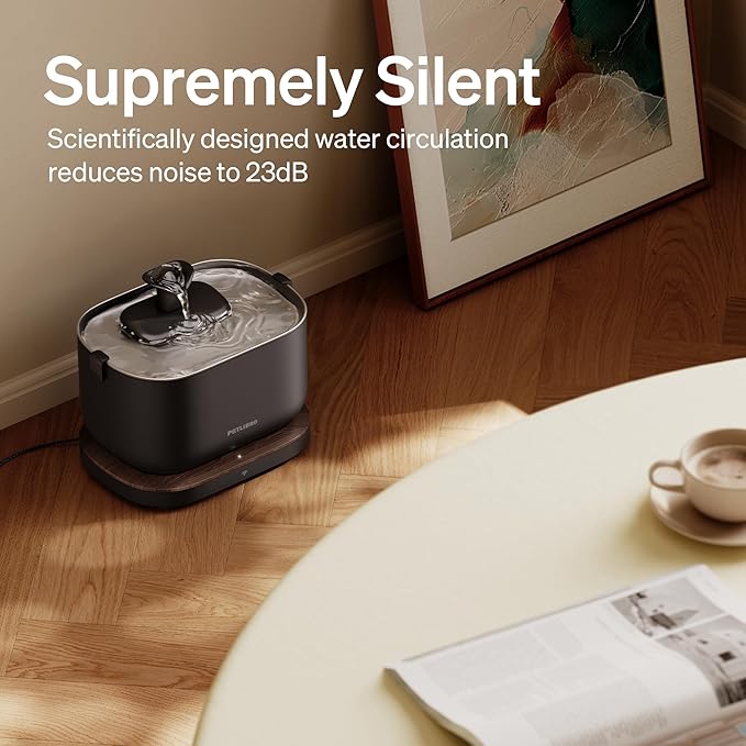 PETLIBRO Cat Water Fountain, App Monitoring Pet Fountains for Cats Indoor with Stainless Steel Tray, 2.5L/84oz Dockstream Automatic Water Dispenser for Drinking, 2.4G Wi-Fi Smart Bowl Inside