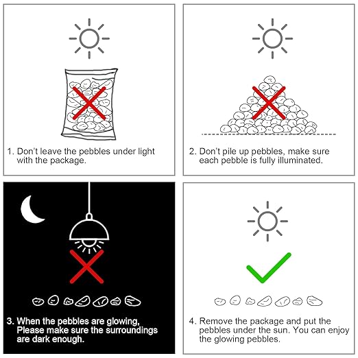 100pcs Glow in The Dark Pebbles Stones, DIY Decorative Luminous Stones, Blue Glowing Rocks for Garden Lawn Yard, Walkway, Pathway, Potted Plants, Fish Tank, Aquarium