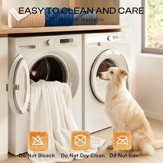 Luciphia Waterproof Dog Blanket for Large Dogs Ultra-Soft Calming Cut Pile Flannel Throw Durable & Warm Furniture Protection for Couch Bed Pet Human Blanket Machine Washable Soft White,XL(85''x57'')