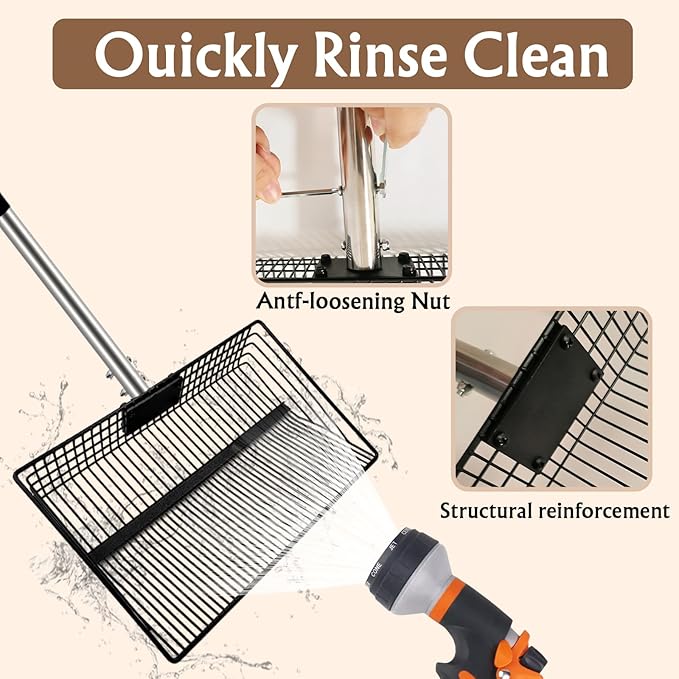 12inch Large Chicken Poop Scooper,With24 to 67" Stainless Steel Handle,Ideal for Chicken Coops, Pet Areas, and Farm Cleanup (12" Width)