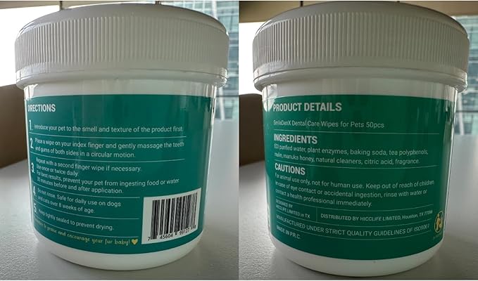 Teeth Cleaning Wipes for Dogs & Cats, Dog Finger Toothbrush Wipes, Dog Dental Care Finger Wipes, Dog Tooth Brushing Kit, Remove Plaque & Tartar Buildup, Fresh Breath (50 PCS, Unscented)