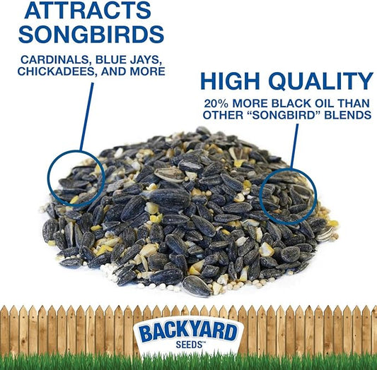 Backyard Seeds Premium Blend Bird Seed 20 lb - to Attract Songbirds - Wild Bird Food Mix with Black Oil Sunflower (20 Pounds)