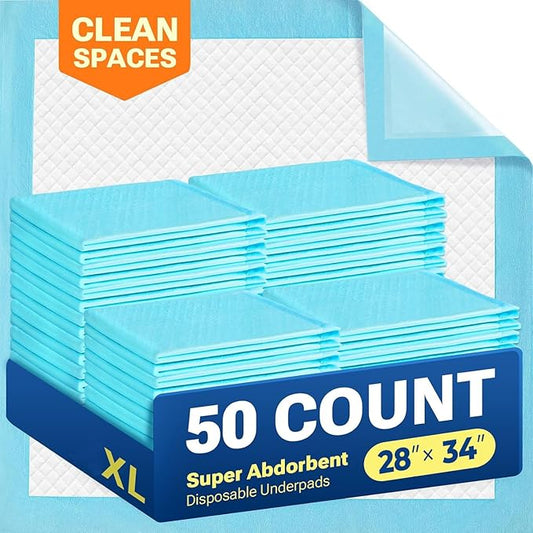 Extra Large Puppy Pads 28"x34",Super Absorbent Disposable Pee Pads for Dogs / Wee Wee Pads / Potty Training Pads, Incontinence Bed Underpads for Adults, 50 Count