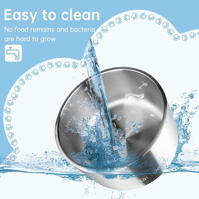 200oz Stainless Steel Dog Bowl - Extra Large Water Bowl With Rubber Bottom, Drop Resistant, Durable, Keeps Cold - Fits Different Size Big Food Bowls (Silver)