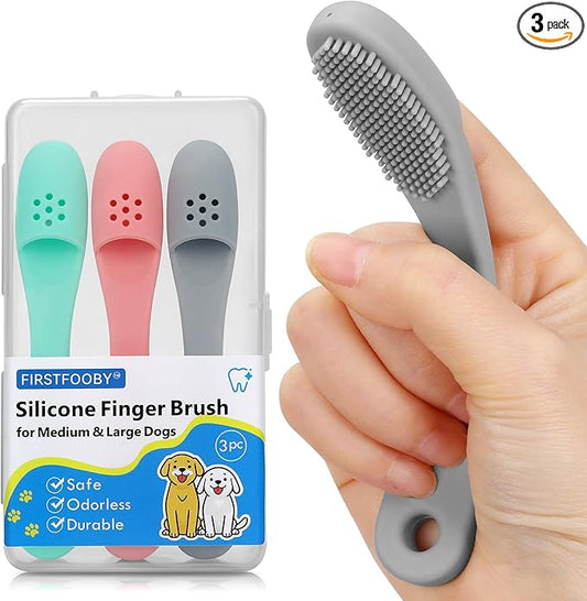 3pcs Dog Finger Toothbrush, Cat Chin Brush with Food-Grade Silicone, Dog Tooth Brushing Kit, Silicone Cleaning Brush for Pet Dental Care