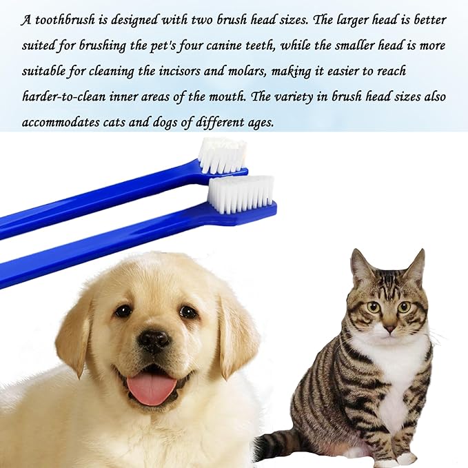 200PCS Pet Toothbrush Set, 5 Colors Dual-Ended Dog Cat Tooth Brushes Bulk for Small Medium Large Dogs Cats, Soft Bristles Teeth Cleaning Kit for Cat Dog Puppy Kitten Dental Care Fresh Breath