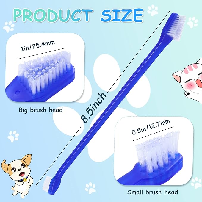 Honeydak Dog Toothbrush Bulk Dual Headed Dental Brushes Dogs Tooth Brushing Kit Long Handle Pet Tooth Brush for Puppy Large Small Cats and Most Pets Teeth Cleaning Dental Supplies(80 Pcs,Dark Blue)