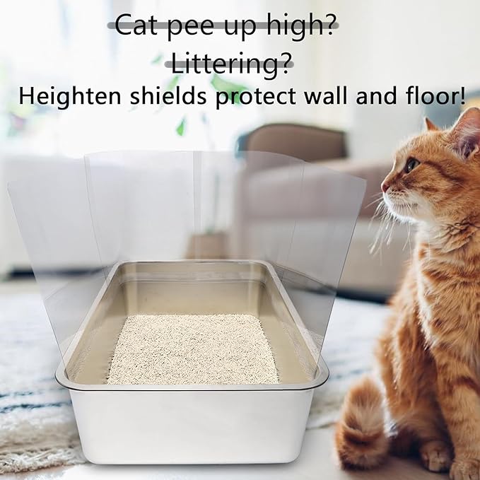 12PCS Cat Litter Box Pee Shields,Transparent Easy Clean Splash Guard for Open Top Litter Pan 14.5×11.5in- Litter Box Not Included(12PC)