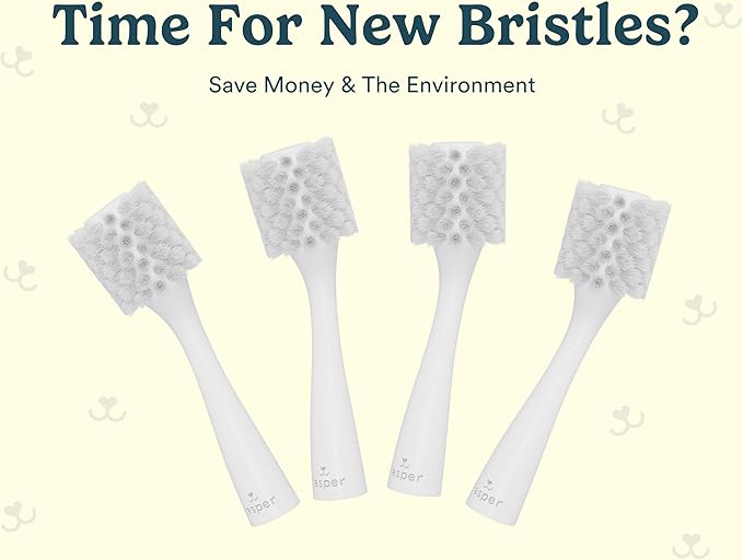 Jasper 4 Pack Replacement Brush Heads for Macrobrush 360° - Dog Toothbrush Kit for Dog Teeth Cleaning for Medium to Large Dogs, Pet Toothbrush to Keep Dog Teeth Clean & Dog Breath Fresh