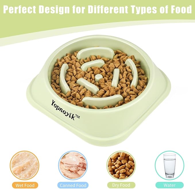 2 Pack Slow Feeder Dog Bowls for Healthy Eating, Non-Slip and Anti-Choking Design, Reduces Bloating & Overeating for Large Dogs, Easy to Clean