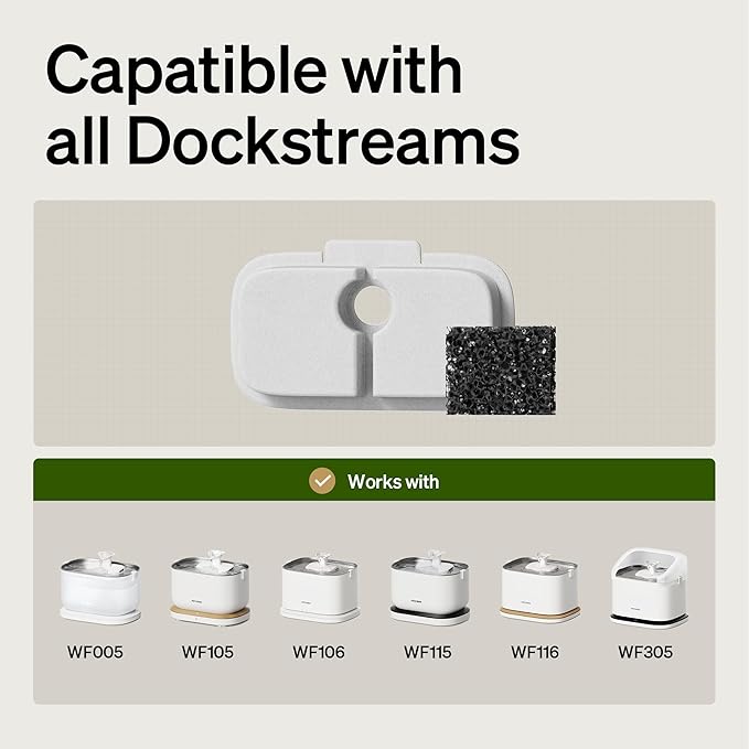 PETLIBRO Cat Water Fountain Filter, 4 Packs Cat Fountain Filter Replacement & Sponges for Dockstream WF106/WF116/WF105/WF115/WF005/WF305, 2-Month Set Easy-Swap for PETLIBRO Pet Fountain Filter