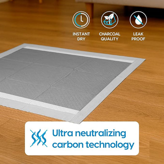 Animal Planet Pets Charcoal Puppy Pads | Extra Absorbent Dog Pee Pads - Quick Dry, Leak-Proof, Odor Neutralizing with Activated Carbon | Large 22" x 22" - 30 Count