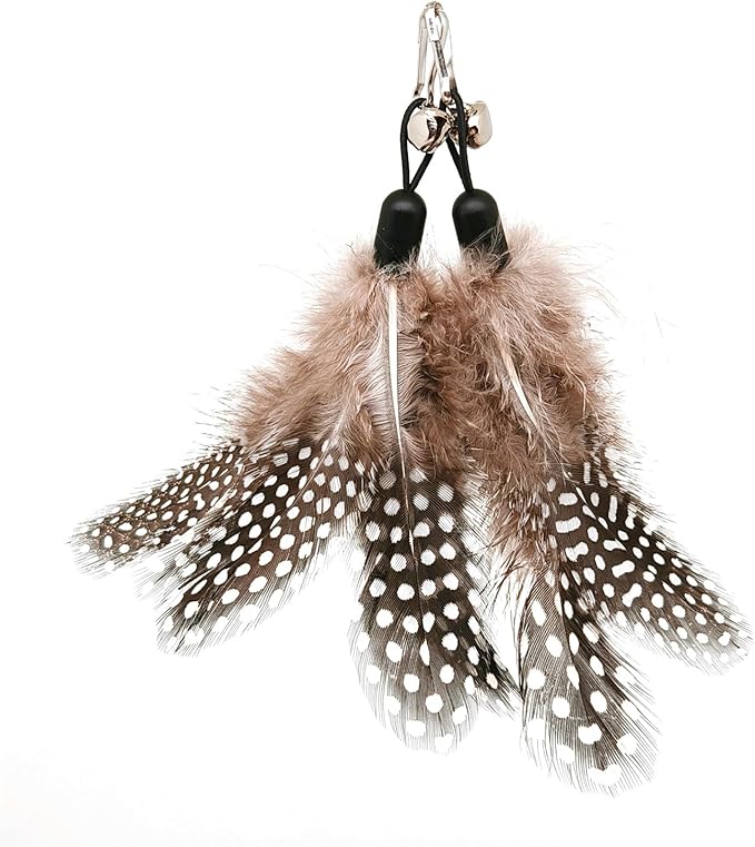12 Pack Cat Wand Feather Toy Refills with Bells , Natural Feather Replacement for Interactive Teaser Toys, Colorful Wand Attachments, Durable and Safe Cat Toy Accessories for Exercise and Play