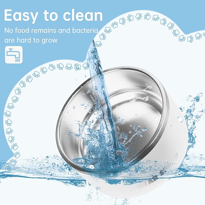 100oz Large Stainless Steel Dog Bowl. Extra Large Water Bowls for Large Dogs with Rubber Bottom, Drop Resistant and Durable, Keeps Cold, Fits Different Size Big Dog Food Bowls.(100 OZ, White)