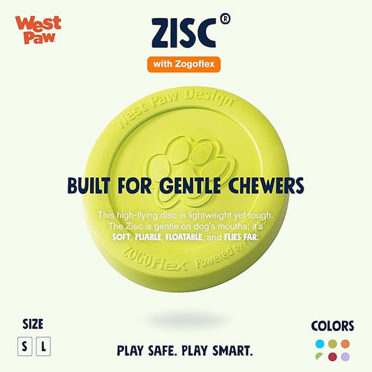 WEST PAW Zogoflex Zisc Dog Flying Disc, High Flying Aerodynamic Disc for Dogs Puppy – Lightweight, Floatable Disc for Fetch, Tug of War, Catch, Play – Doubles as Food/Water Bowl, Small, Granny Smith