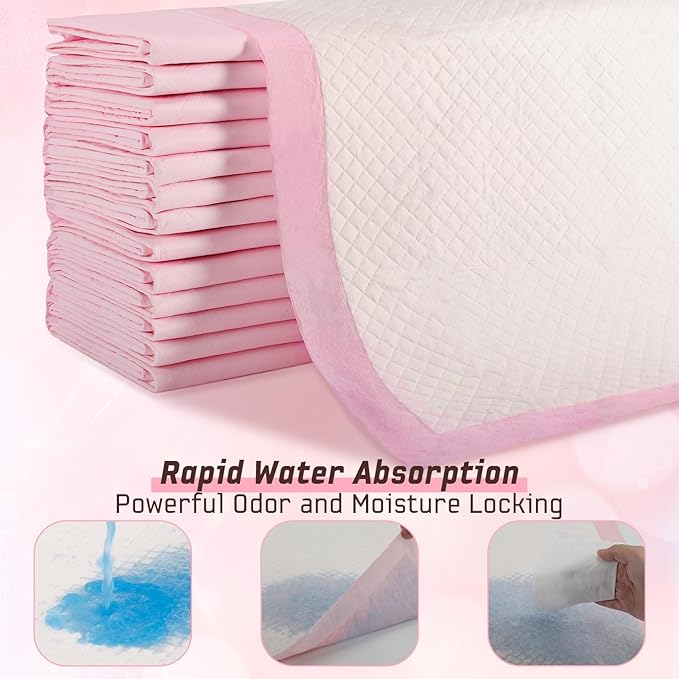 Puppy Pads,Disposable Puppy Training Pads,Super Absorbent Leak-Proof Dog and Puppy Pet Training Pads,Pink Puppy Pads for Puppies,Dogs,Cats,Rabbits(13" X 18" - 100PCS)