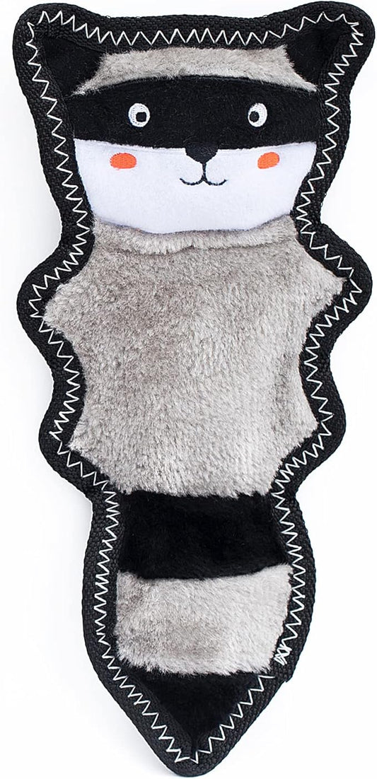 ZippyPaws Z-Stitch Skinny Peltz - No Stuffing Dog Toy to Keep Them Busy, for Small, Medium, & Large Dogs, Squeaky Pet Toy, Soft Plush Unstuffed Chew Toys - Raccoon, 12.5"