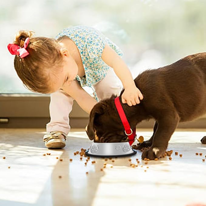 10 Pcs Stainless Steel Dog Bowl Pet Feeding Bowl with Rubber Base Non-Slip Pet Dishes Metal Dog Bowls Pet Food and Water Bowls for Small Medium Animals Kitten Rabbit (7 oz)