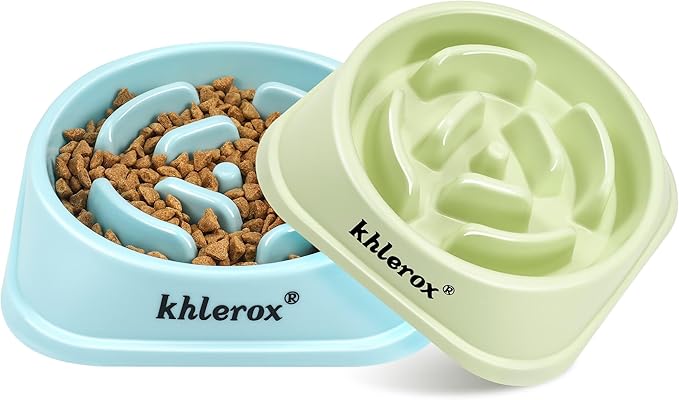 2 Pack Slow Feeder Dog Bowls for Healthy Eating, Non-Slip and Anti-Choking Design, Reduces Bloating & Overeating for Large Dogs, Easy to Clean