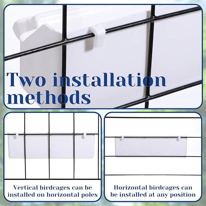 2 Pack Bird Feeder for Cage, Hanging Plastic Bird Food and Water Dispenser with Perches Birds Bowls for Parakeet, Cockatiel, Canary, Parrot