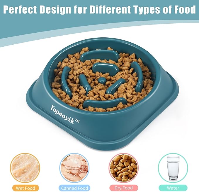 2 Pack Slow Feeder Dog Bowls for Healthy Eating, Non-Slip and Anti-Choking Design, Reduces Bloating & Overeating for Large Dogs, Easy to Clean
