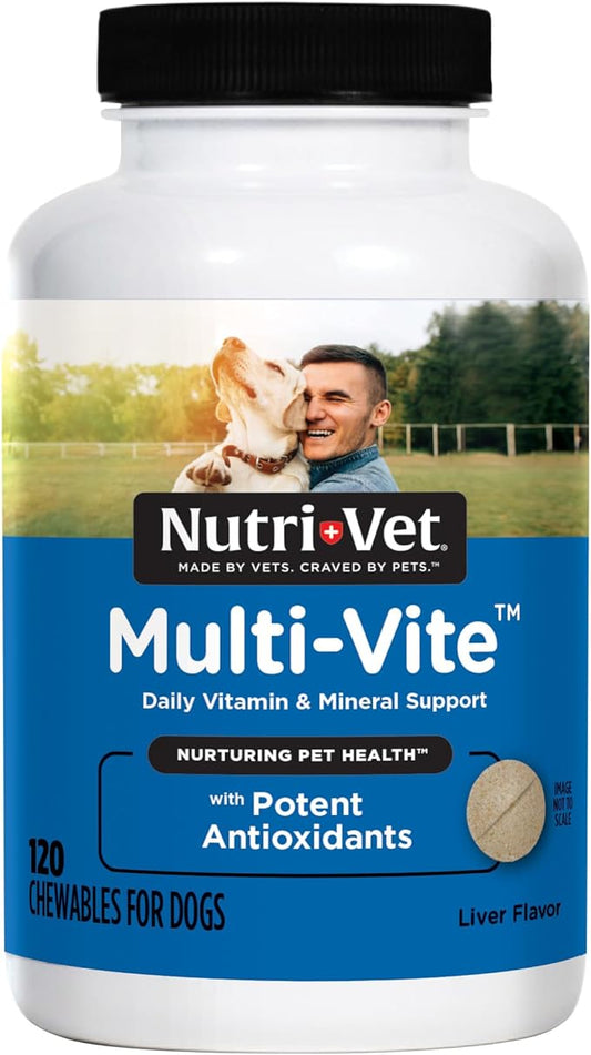 Nutri-Vet Multi-Vite Chewables for Adult Dogs, Daily Vitamin and Mineral Support, Potent Antioxidants, Supports a Balanced Diet, 120 Count