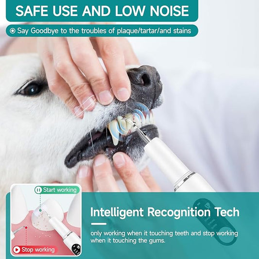 Ultrasonic Dog Toothbrush – Electric Plaque & Tartar Remover Kit with 5 Modes and 2 Heads, Gentle and Safe Teeth Cleaning Tool for Dogs, Improves Pet Oral Health