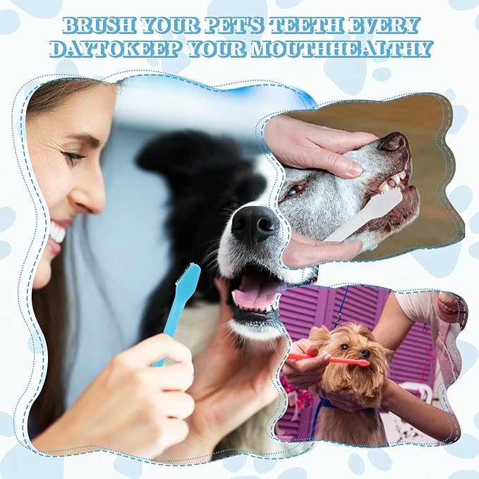 Tobeelec 70 Pcs Dog Tooth Brush Pet Toothbrush Soft Grooming Dogs Toothbrush Dog Double Sided Puppy Long Handle Brush for Large and Small Teeth Cleaning Dental Oral Care (Colorful)